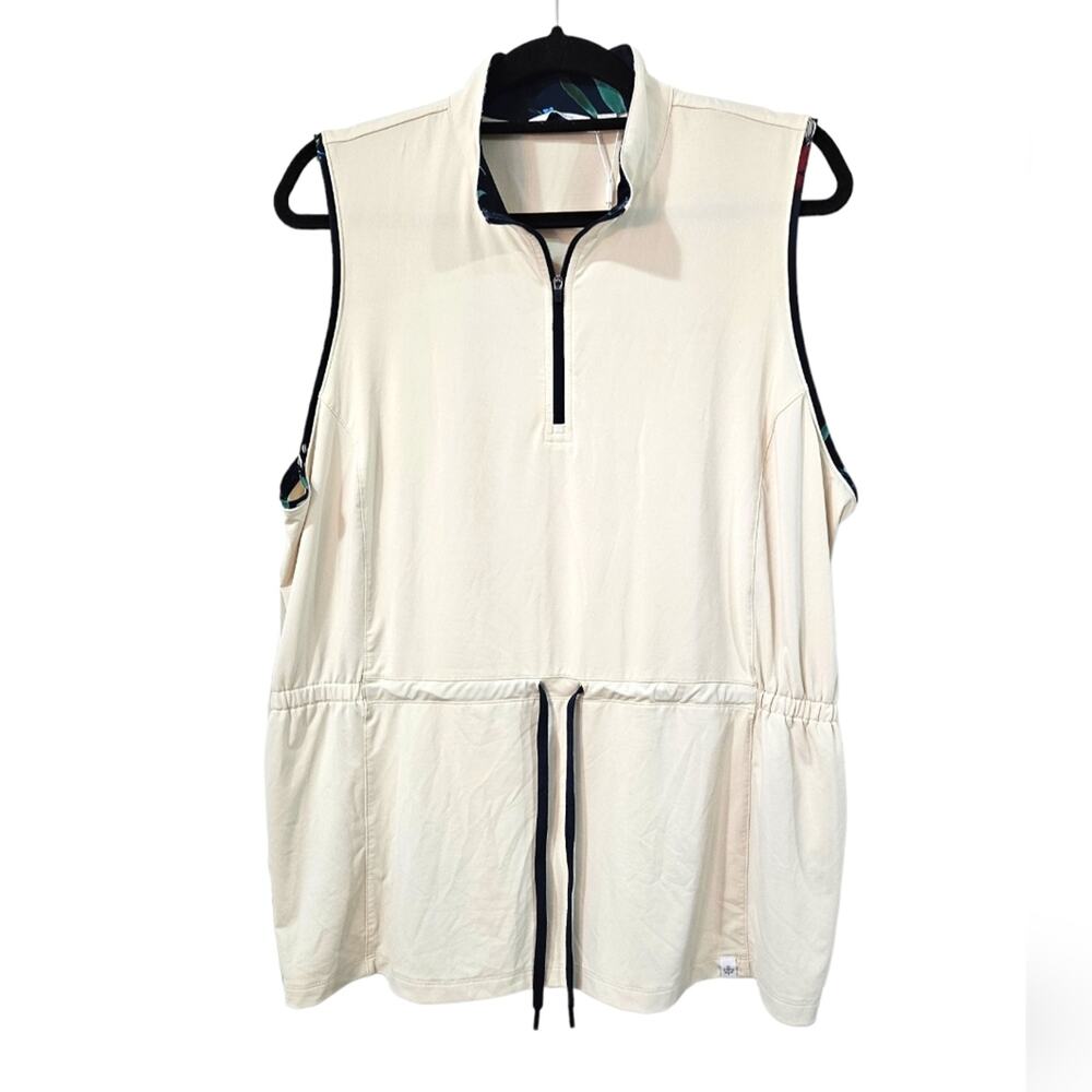 NWT Lady Hagen Floral Drawstring Sleeveless Golf Polo Birch Size XXL